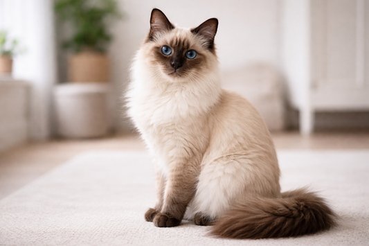 Balinese cat with silky coat and blue eyes showing breed characteristics – Pacha Litter