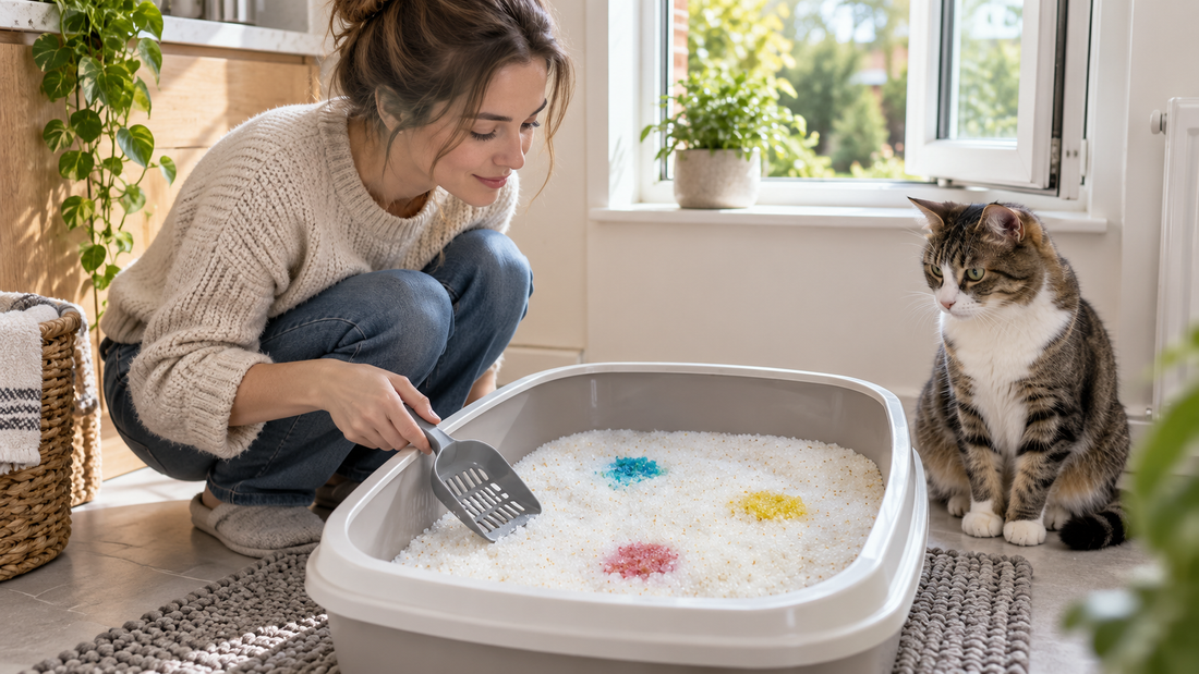 Pacha Litter helping control a smelly litter box by absorbing urine moisture and reducing lingering odour