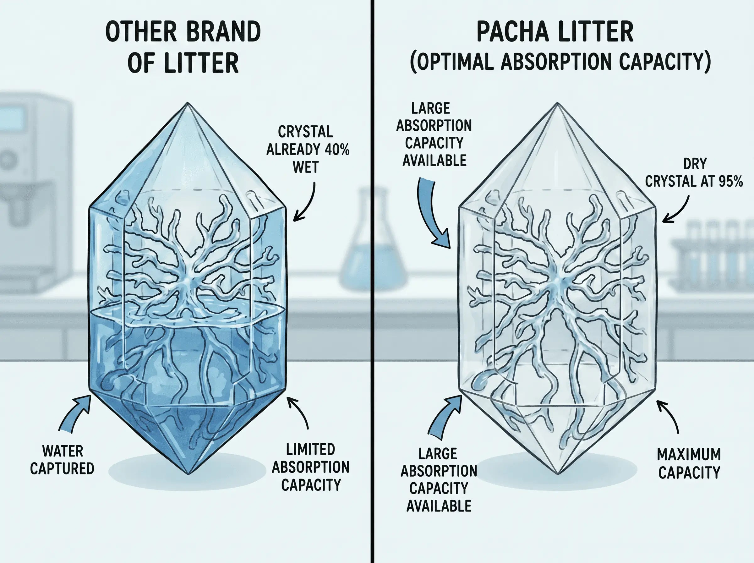 Oven-dried Pacha crystal vs competitor crystal