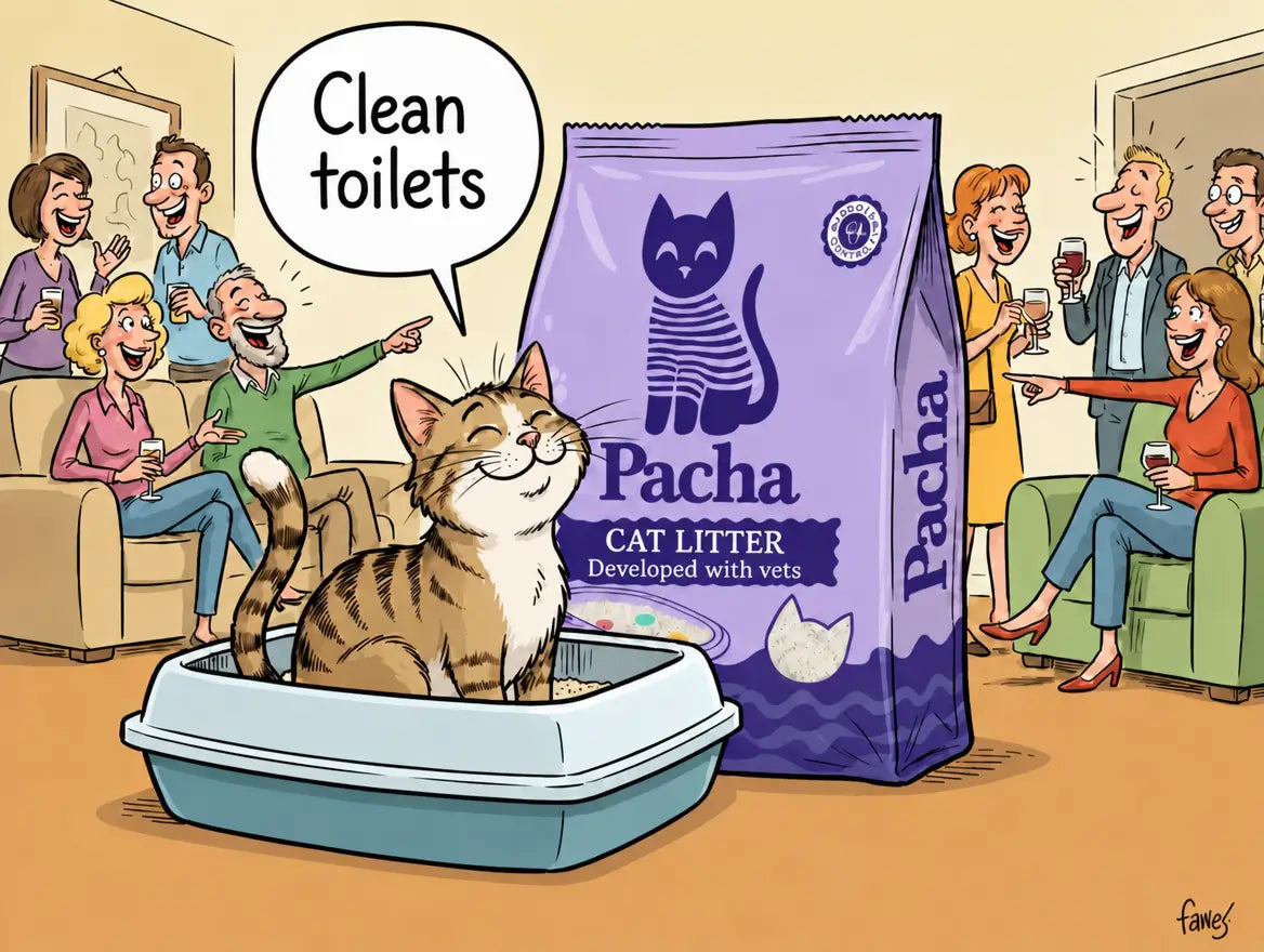 Happy cat in its Pacha litter tray
