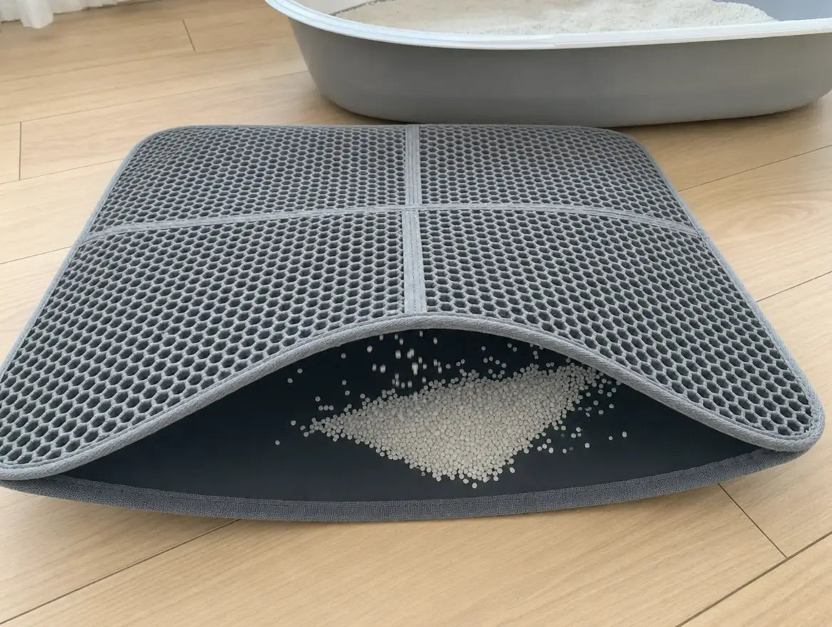 XL Mat lifted to reveal granules trapped between the two layers
